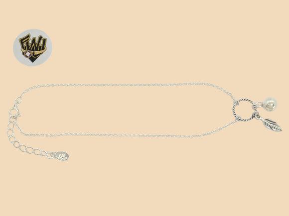(2-0168-1) 925 Sterling Silver - 1mm Charms Anklet - 10