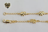(1-0087) Gold Laminate - 2.5 mm Link with Elephant Anklet - 10" - BGF - Fantasy World Jewelry