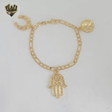 (1-0722) Gold Laminate - 4.5mm Figaro Link Charms Bracelet - 7.5" - BGF