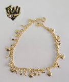 (1-0616) Gold Laminate Bracelet-2mm Box Bracelet w/Charms -7.5''-BGF - Fantasy World Jewelry