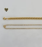 (4-7014) Stainless Steel - 5mm Zircon Curb Link Necklace - 16". - Fantasy World Jewelry