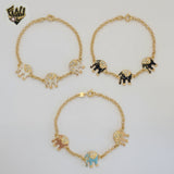 (1-0541) Gold Laminate - 3mm Rolo Link Elephants Bracelet - 7.5" - BGF