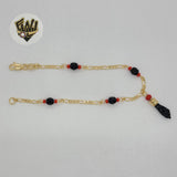 (1-0696) Gold Laminate - 2mm Figaro Link Azabache Bracelets - BGF - Fantasy World Jewelry