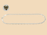 (2-0111) 925 Sterling Silver - 3mm Marine Link Anklet - 10" - Fantasy World Jewelry