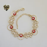 (1-0674) Gold Laminate - 14mm Evil Eye Bracelet - 7" - BGO - Fantasy World Jewelry