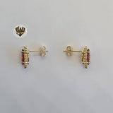 (1-1201-B) Gold Laminate - Zircon Stud Earrings - BGO - Fantasy World Jewelry