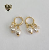 (1-2652 A) Gold Laminate - Pearls Hoop Earrings - BGF - Fantasy World Jewelry
