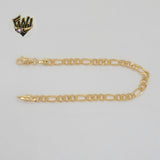 (1-0404) Laminado de oro - Brazalete de eslabones Figaro de 5 mm - 7,5" - BGF