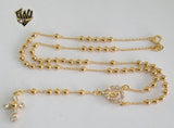 (1-3354-1) Gold Laminate - 3.5mm Beads Rosary Necklace - 18''- BGF. - Fantasy World Jewelry