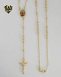 (1-3333-1) Gold Laminate - 4mm Saint Benedict Rosary Necklace - 24" - BGO.