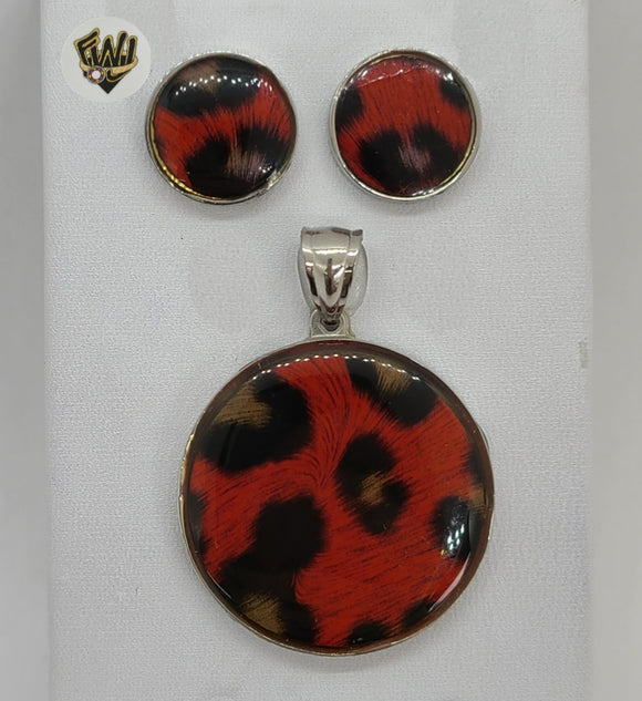 (4-9080) Stainless Steel - Animal Print Set. - Fantasy World Jewelry