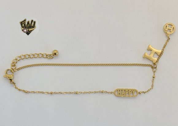 (4-3308) Stainless Steel - 1mm Alternative Curb Link Anklet - 8