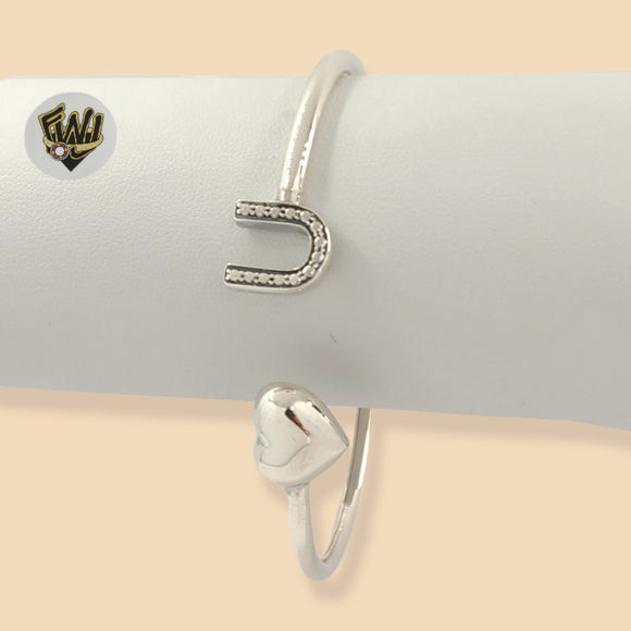 (2-0636) 925 Sterling Silver - 3mm Heart Bangle - 2.1/2