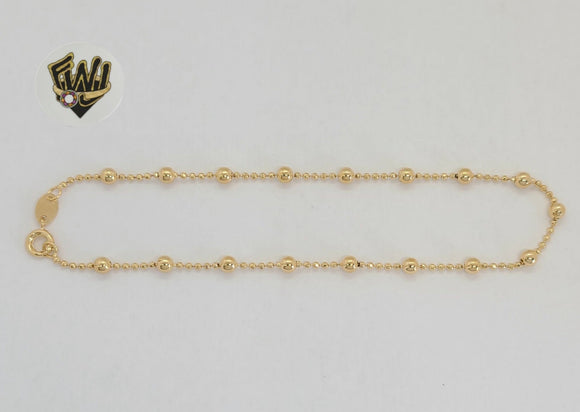 (1-0065) Gold Laminate - 1.5mm Balls Link Anklet - 10