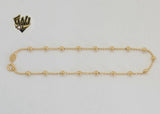 (1-0065) Gold Laminate - 1.5mm Balls Link Anklet - 10" - BGF - Fantasy World Jewelry