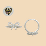 (2-5135) 925 Sterling Silver - Zircon Bow Ring - Fantasy World Jewelry
