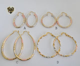 (1-2767) Gold Laminate - Three Tone Hoops - BGO - Fantasy World Jewelry