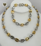 (4-7118) Stainless Steel - 9.5mm Puff Marine Link Men Set - 25". - Fantasy World Jewelry