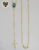(1-3345-1) Gold Laminate - 3mm Our Lady of Charity Rosary Necklace - 20" - BGO.