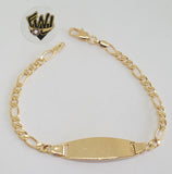 (1-60075) Gold Laminate -4.5mm Figaro Link Men Bracelet w/Plate - 8" - BGF - Fantasy World Jewelry