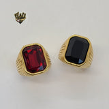 (4-0024-1) Stainless Steel - CZ Men Ring. - Fantasy World Jewelry
