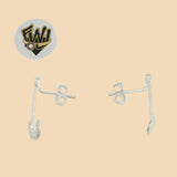 (2-3214) 925 Sterling Silver - Pin Stud Earrings. - Fantasy World Jewelry