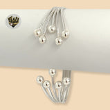 (2-0689) 925 Sterling Silver - 7.5mm Balls Bangle - 2.3/4" - Fantasy World Jewelry