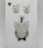 (4-9106) Stainless Steel - CZ Owl Set. - Fantasy World Jewelry