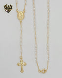 (1-3345) Laminado de oro - Collar Rosario Virgen de Guadalupe de 4 mm - 17" - BGO.