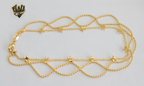 (1-0078) Gold Laminate - 1mm Multi Strand Anklet - 10