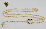 (1-3340-1) Gold Laminate - 2.5mm Beads Rosary Necklace - 18''- BGF. - Fantasy World Jewelry