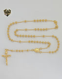 (1-3317-2) Gold Laminate - 4mm Guadalupe Virgin Rosary Necklace - 18" - BGO