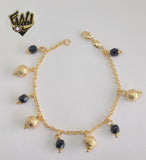 (1-0606) Gold Laminate Bracelet-2.5mm Rolo Link Bracelet w/Charms -7''-BGF - Fantasy World Jewelry