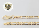 (1-0407) Gold Laminate - 3.5mm Flat Figaro Bracelet - BGF - Fantasy World Jewelry