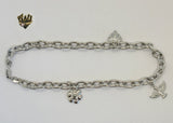 (4-3301) Stainless Steel - 5mm Rolo Link Charms Anklet - 10" - Fantasy World Jewelry