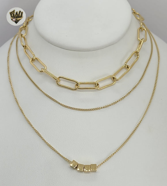 (4-7091) Stainless Steel - 1.5mm Layering Chains Necklace . - Fantasy World Jewelry