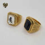 (4-0078) Stainless Steel - CZ Men Ring. - Fantasy World Jewelry