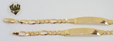 (1-60078) Gold Laminate - 7.5mm Figaro Link Men Bracelet w/Plate - 9" - BGF - Fantasy World Jewelry