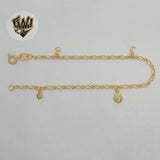 (1-0925) Gold Laminate - 2mm Charms Bracelet - 7.5" - BGF - Fantasy World Jewelry