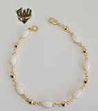 (1-60095) Gold Laminate -10mm Alternative Link Bracelet w/Beads- 8" - BGO - Fantasy World Jewelry