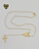 (1-3345) Laminado de oro - Collar Rosario Virgen de Guadalupe de 4 mm - 17" - BGO.