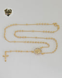(1-3318) Gold Laminate - 2.5mm Miraculous Virgin Rosary Necklace - 18" - BGF
