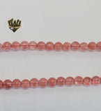 (MBEAD-246-1) 6mm Quarzo Rosa Beads - Fantasy World Jewelry