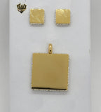 (4-9113) Stainless Steel - CZ Square Set. - Fantasy World Jewelry