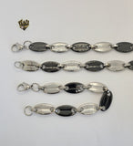 (4-7108) Stainless Steel - 13mm Puff Marine Link Men Set - 22". - Fantasy World Jewelry