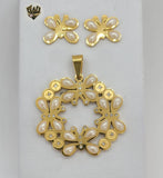 (4-9103) Stainless Steel - Pearls Butterfly Set. - Fantasy World Jewelry