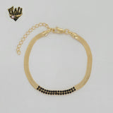 (1-0849-1)Gold Laminate - 4mm Herringbone Link Zircon Bracelet - 7" - BGF