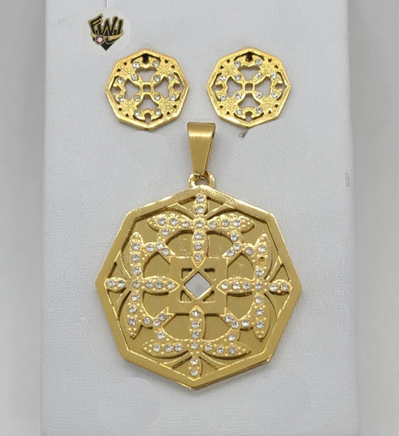 (4-9119) Stainless Steel - Zircon Set. - Fantasy World Jewelry