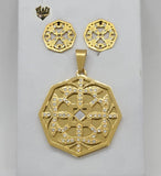 (4-9119) Stainless Steel - Zircon Set. - Fantasy World Jewelry