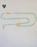(1-3302) Laminado de oro - Collar Rosario Virgen María de 5 mm - 18" - BGO